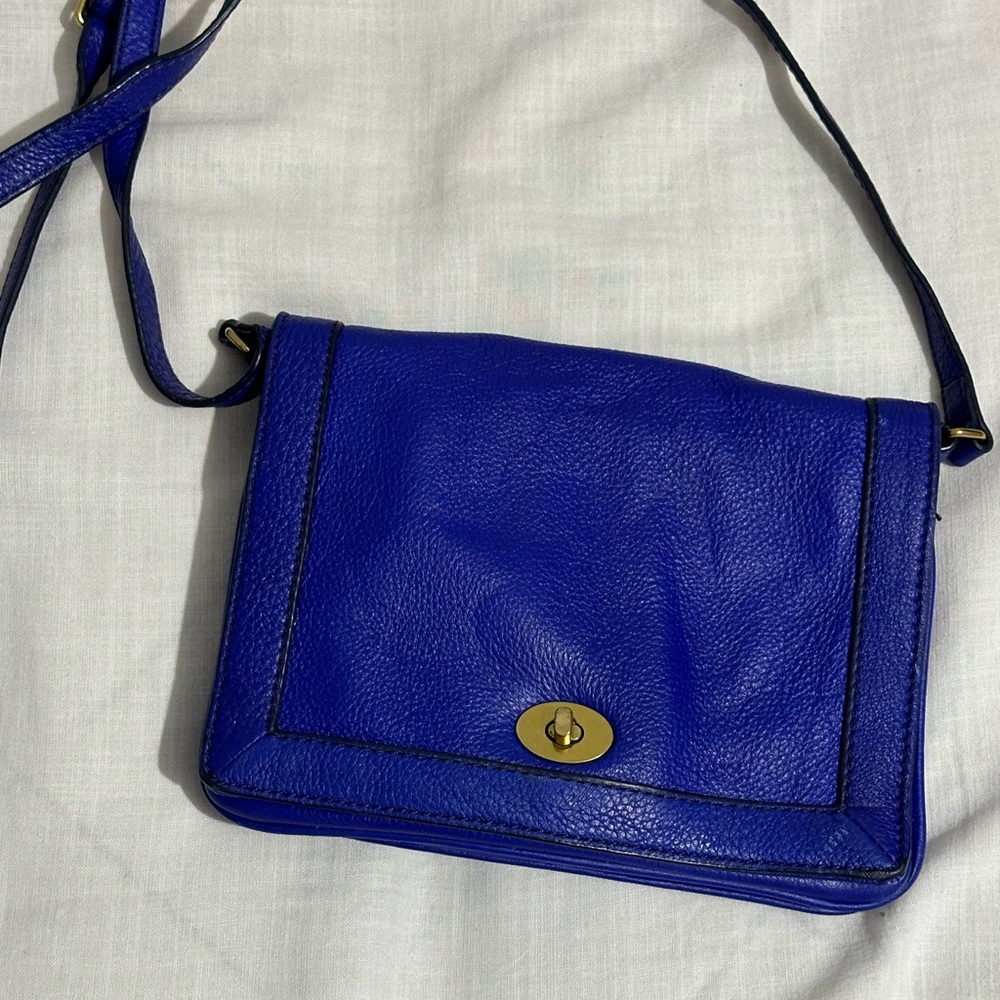 J.Crew Tillary Leather Crossbody Bag in Cobalt Blue
